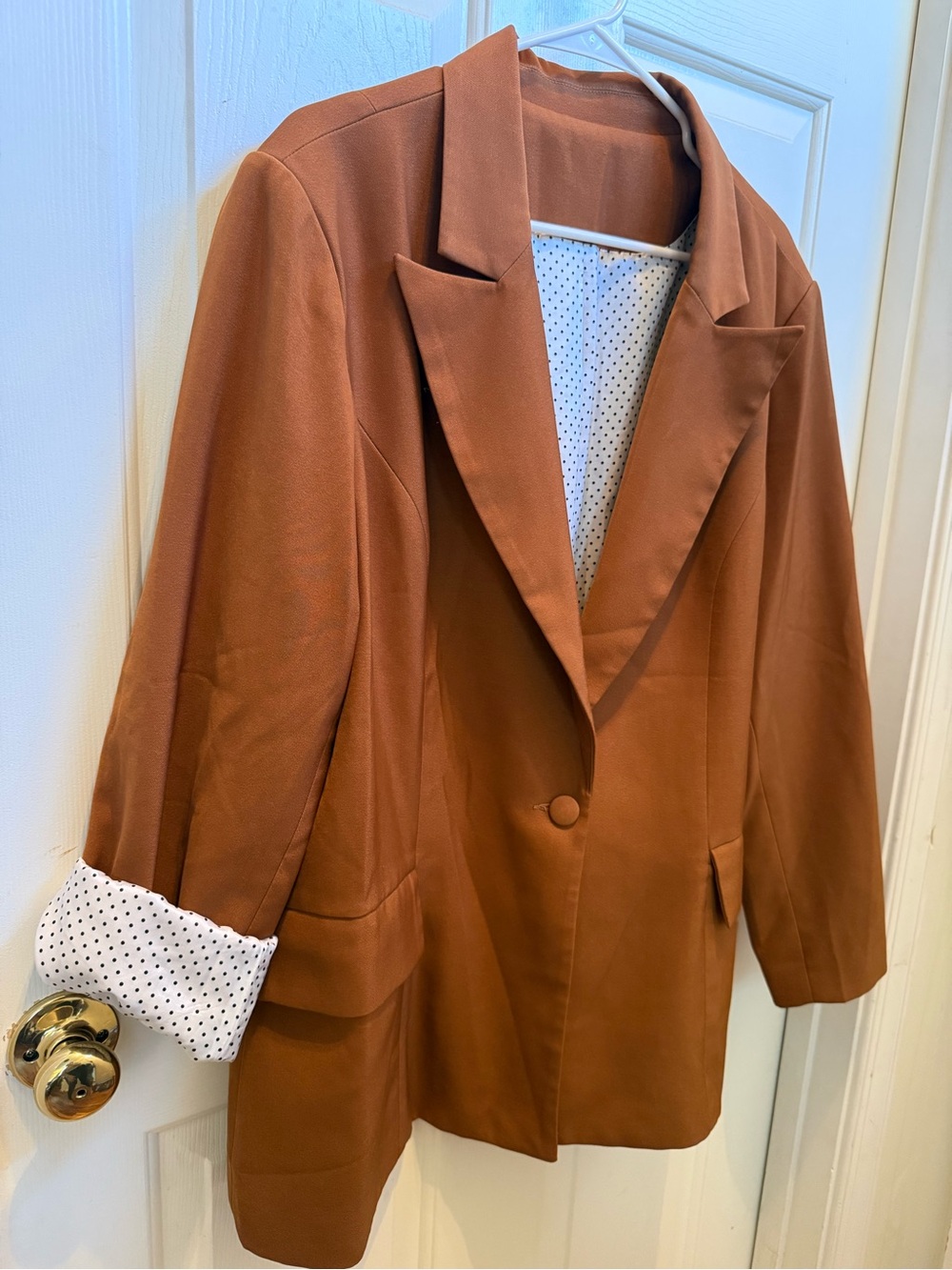 Women's Single-Button Rust Blazer Jacket - Picture 2 of 3